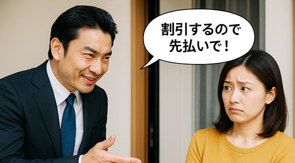 一式先払いだと40％値引きと言うけど大丈夫？